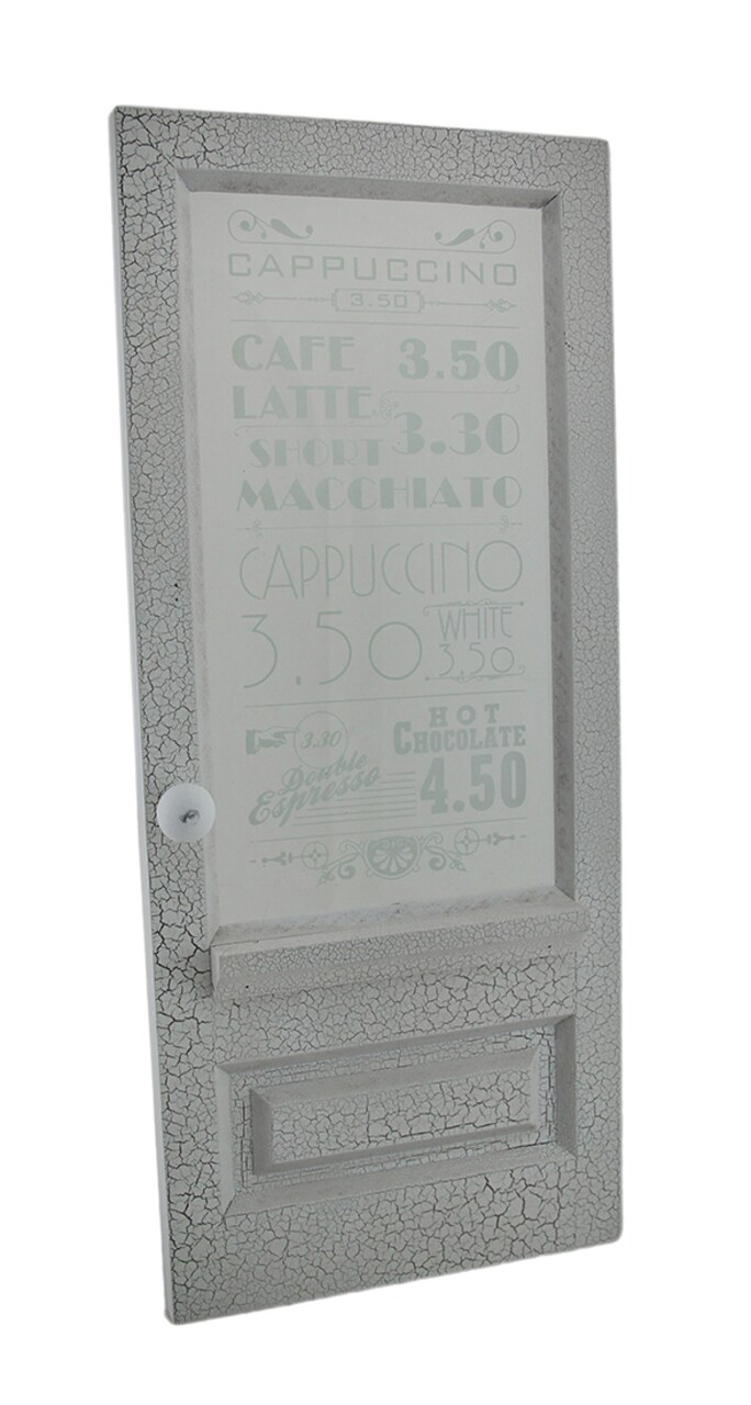 Crackled Coffee Shop Door Wood & Clear Glass Wall Hanging